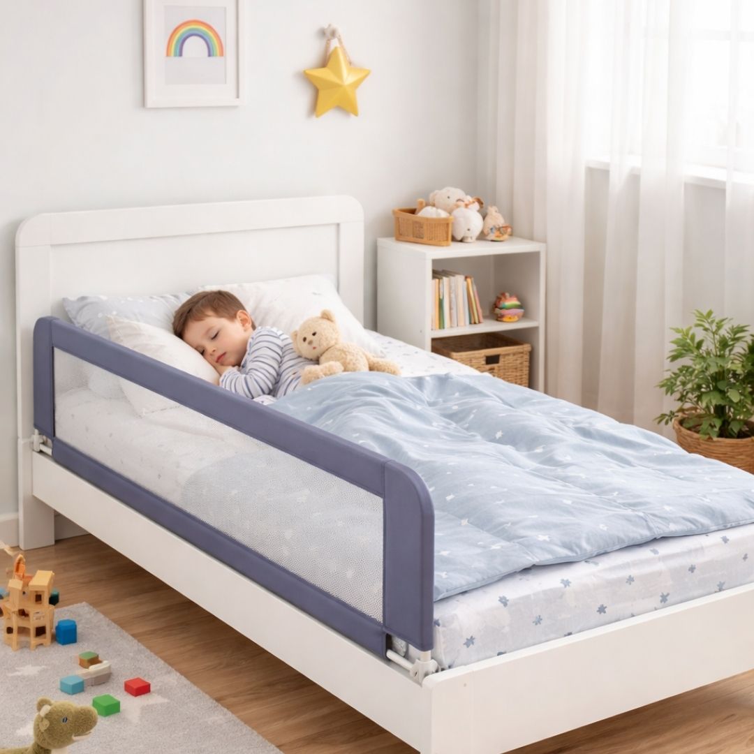 Barandilla De Cama Infantil 90 Cm – Altura Ajustable, Sistema Abatible, Malla Transpirable, Seguridad Anticaídas Bathby_3