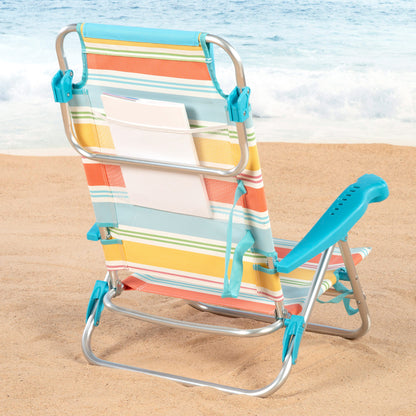 Aktive Silla Plegable De Playa Rayas Multicolor 7 Posiciones, Estructura De Aluminio Y Cojín_4