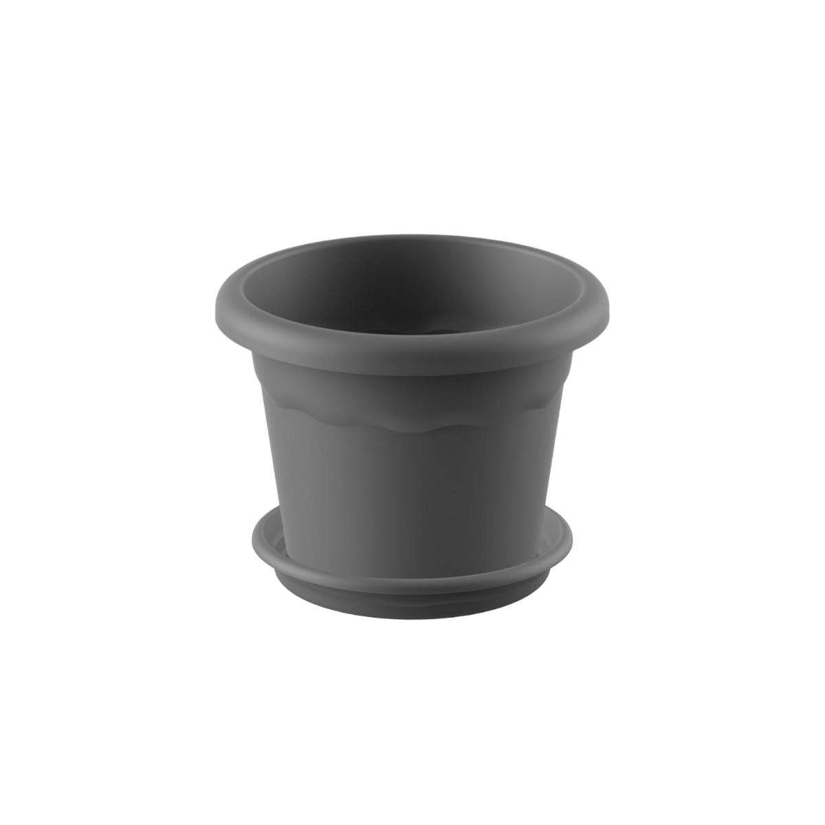 Embalagem de vasos redondos com pires Terra cor antracite, 18 x 13 cm