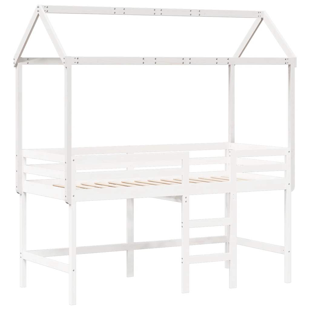Techo De Cama Infantil Madera Maciza Blanco 207x95,5x159 Cm_2