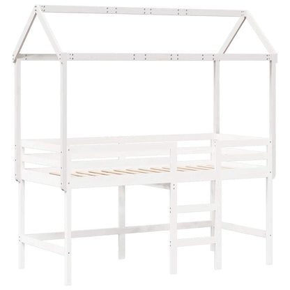 Techo De Cama Infantil Madera Maciza Blanco 207x95,5x159 Cm_2