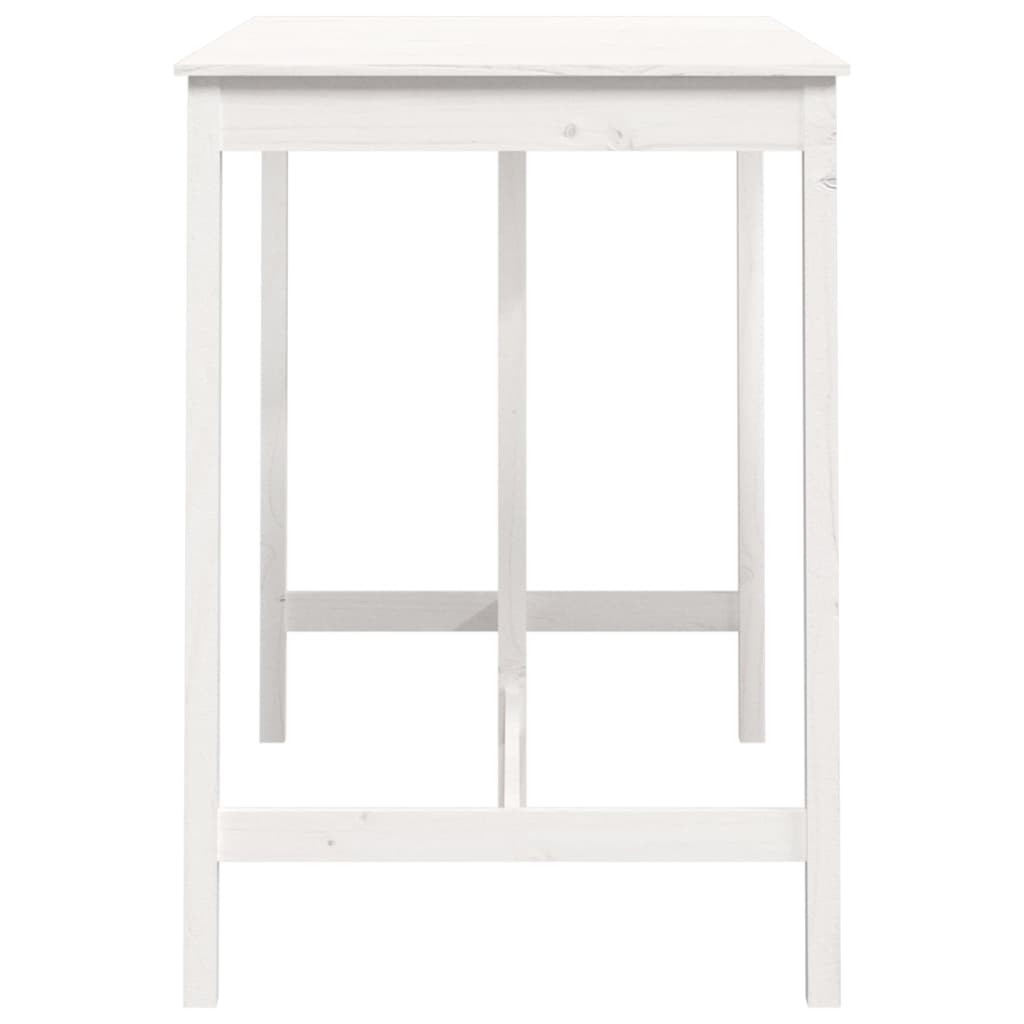 Mesa Alta De Bar Madera Maciza De Pino Blanco 140x80x110 Cm_2