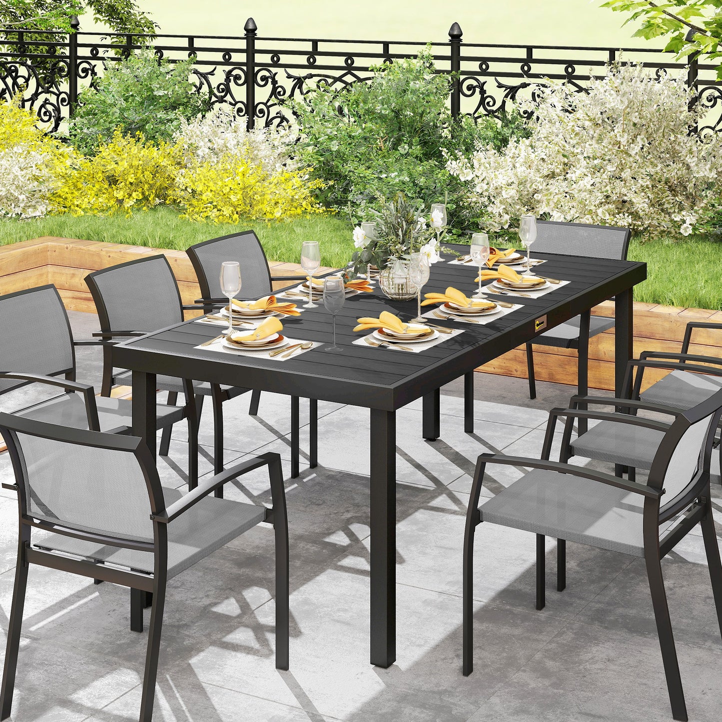Outsunny Mesa De Jardín Mesa De Comedor De Aluminio Para 8 Personas 190x90x74 Cm_4