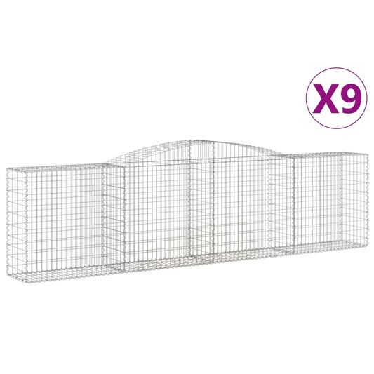 Cestas De Gaviones 9 Uds Forma De Arco Hierro 400x50x100/120 Cm_0