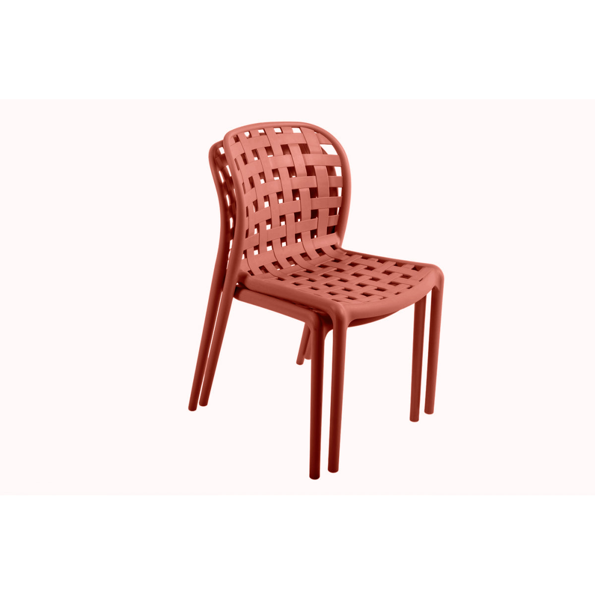 Lote De 4 Sillas Apilables De Polipropileno Terracota Calado Corfu - Muebles De Jardín - 46x56xh82cm_2