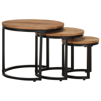 Mesitas Auxiliares 3 Piezas Madera Maciza De Acacia_1