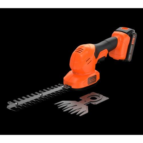 Kit de aparador de relva e aparador de sebes com bateria de lítio Black+Decker BCSS18D1-QW de 18 V e 2 Ah.