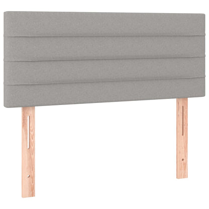 Cama Box Spring Con Colchón Tela Y Led Gris Claro 120x200 Cm / Vetonek_1