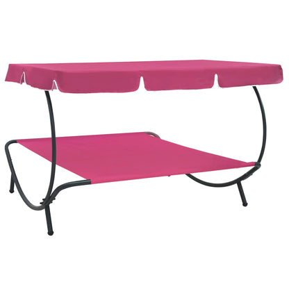 Tumbona Sofá De Jardín Con Toldo Rosa_3
