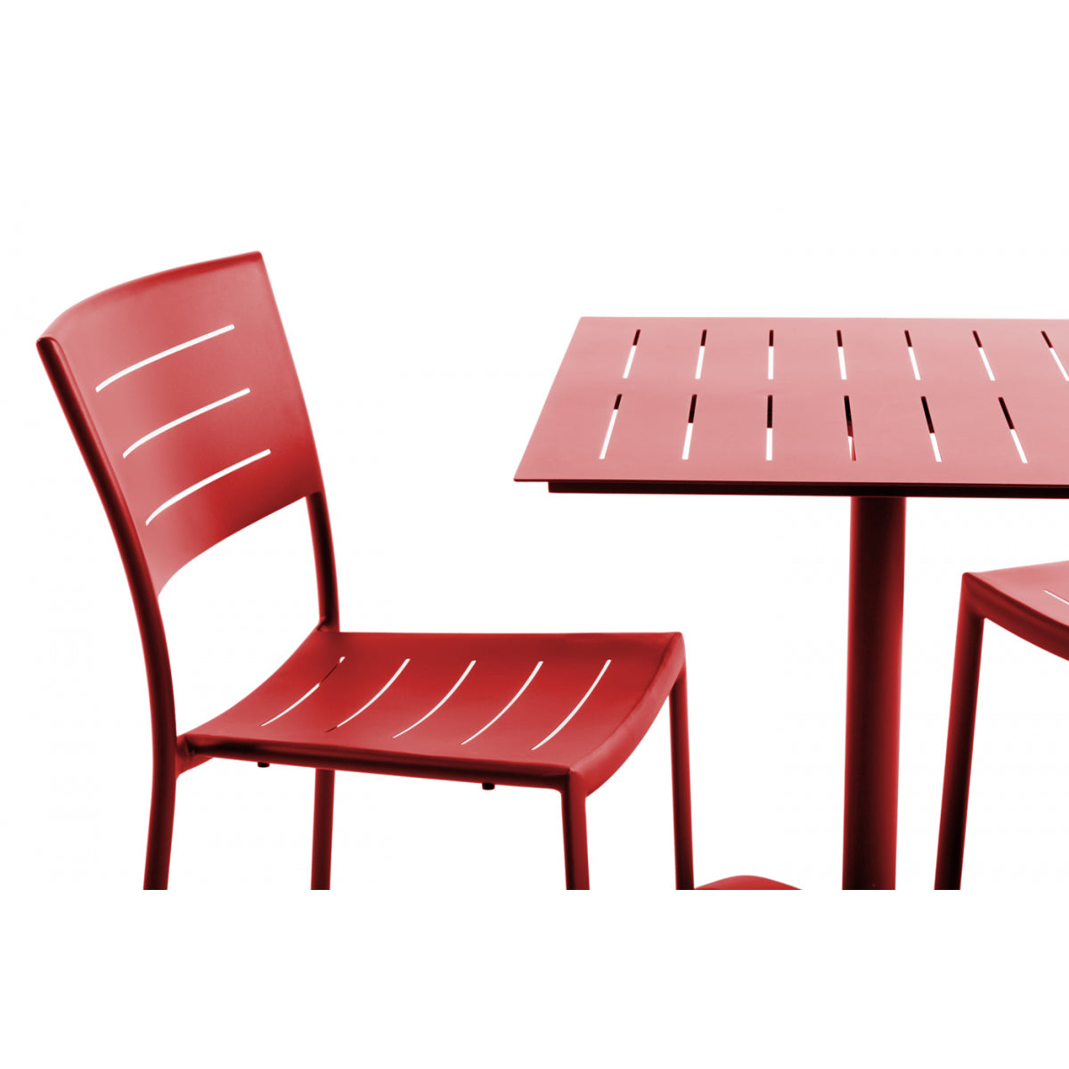 Mesa Jardín Cuadrada 2 Personas Bistro Inari Rojo Aluminio 70x70cm - Muebles De Jardín_2