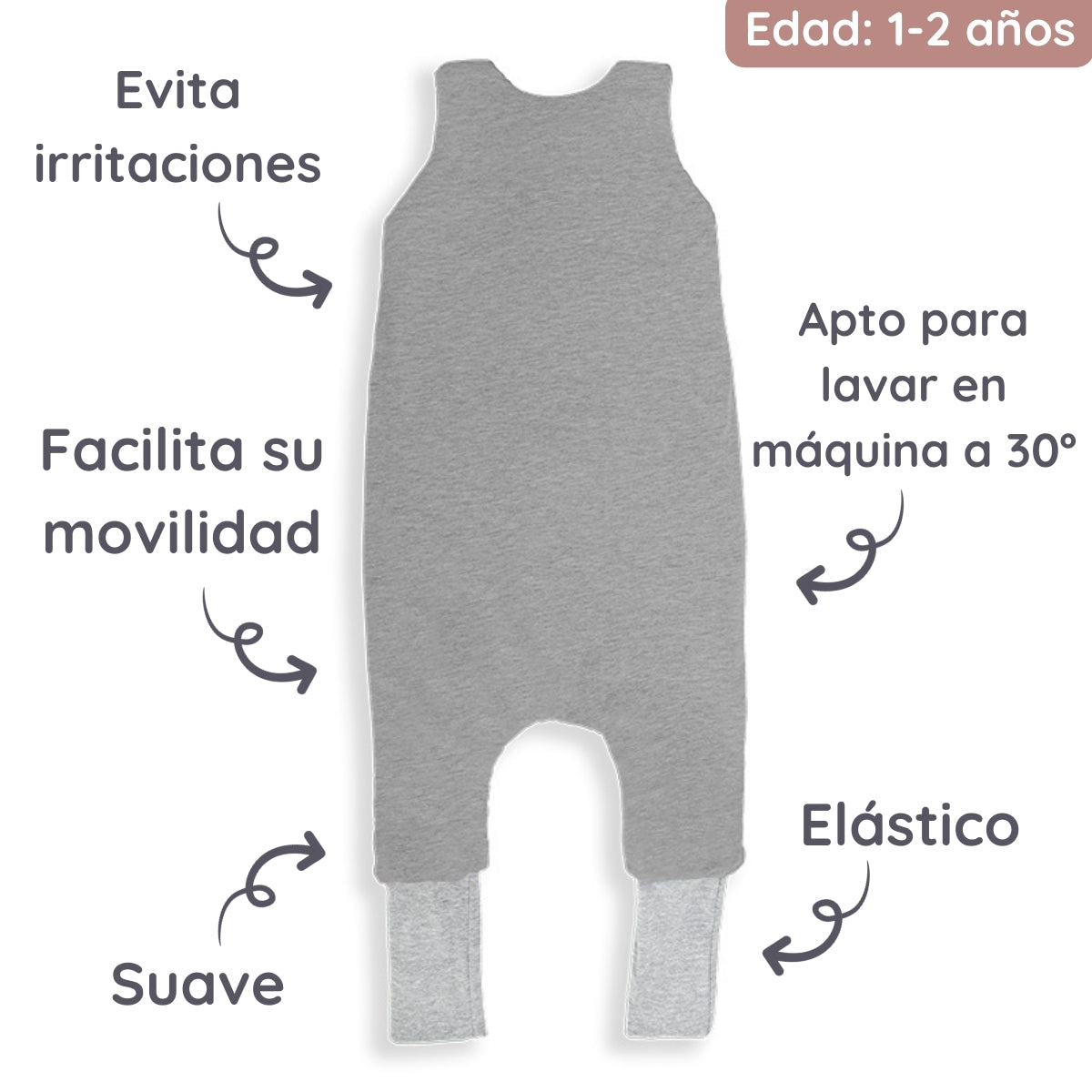 Saco De Dormir Con Pies Reversible T-s Jersey Algodón Melange Light-dark Grey_3