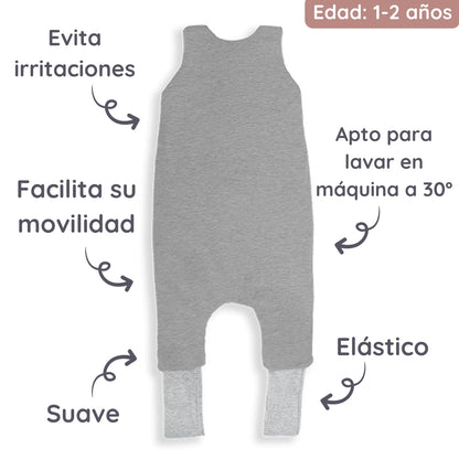 Saco De Dormir Con Pies Reversible T-s Jersey Algodón Melange Light-dark Grey_3
