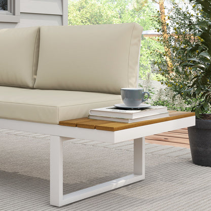 Outsunny Conjunto De Muebles De Jardín 4 Piezas Incluye 3 Sofás Crema_4