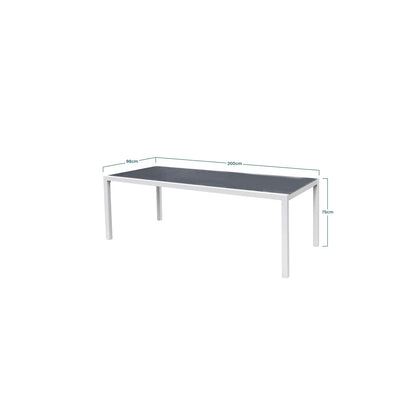 Magnolia Conjunto De Comedor De Exterior 6 Sillones + 1 Mesa De Cristal, Acero Y Texaline_1