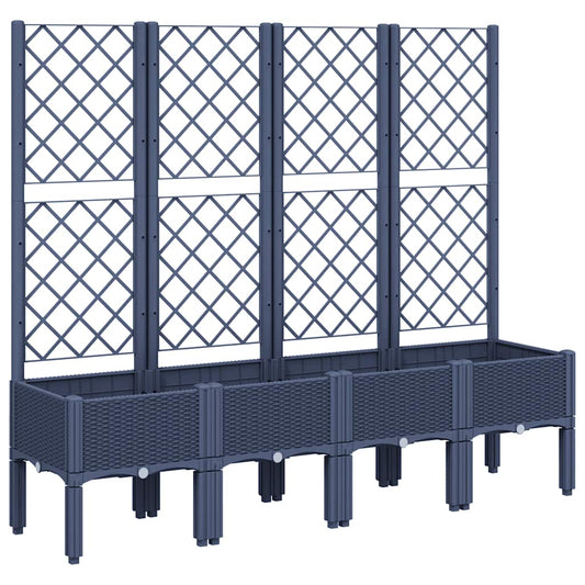 Jardinera Con Enrejado Pp Azul Gris 160x40x142 Cm_0