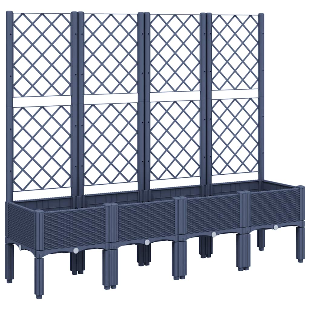 Jardinera Con Enrejado Pp Azul Gris 160x40x142 Cm_0