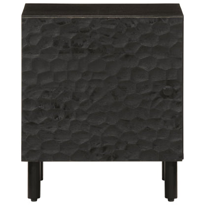 Mesita De Noche De Madera Maciza De Mango Negra 40x33x46 Cm_1