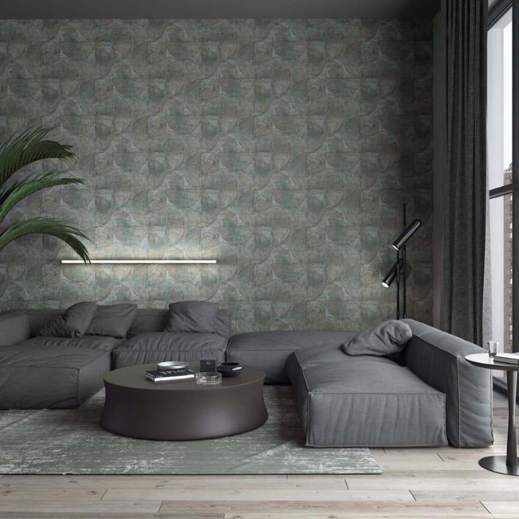 Noordwand Papel Pared Vintage Deluxe Graphic Circle Look Gris Marrón_1