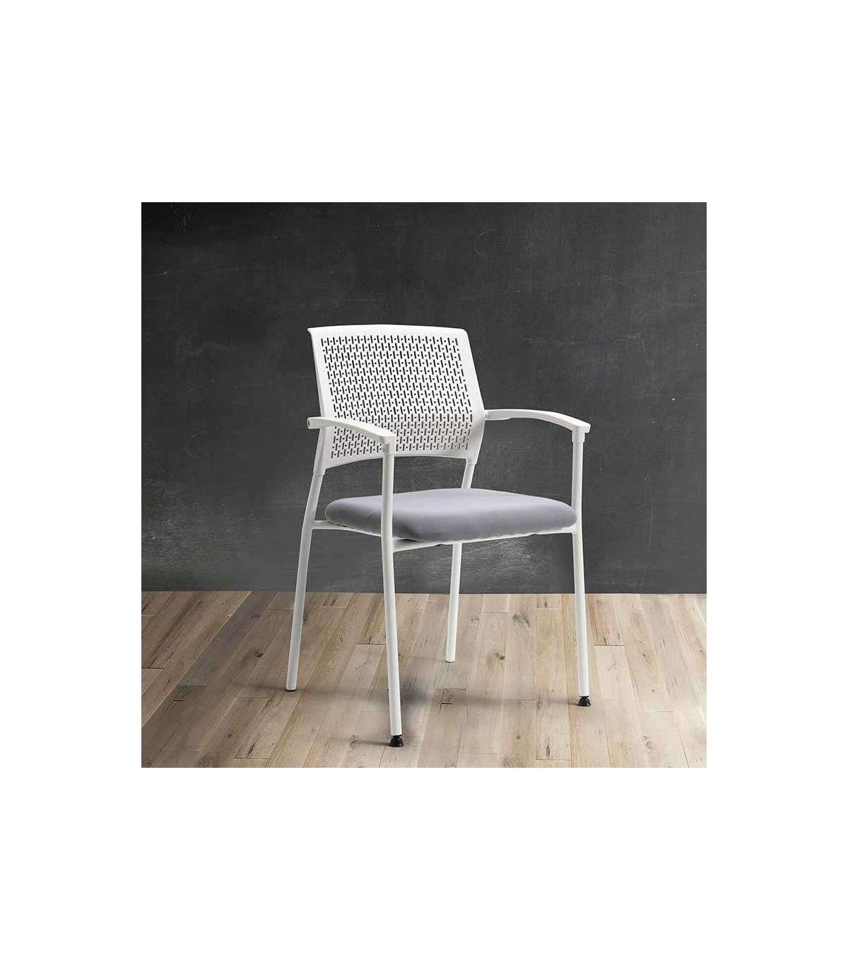 Pack De 4 Sillas Confidente Acabado Blanco/gris. 55 Cm(ancho) 85 Cm(altura) 55cm(fondo)_5