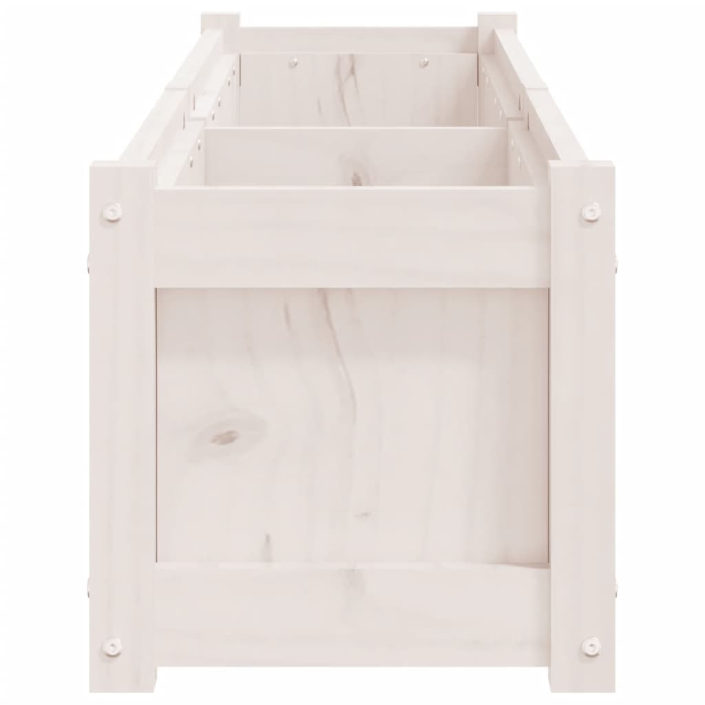 Jardinera De Madera Maciza De Pino Blanca 150x31x31 Cm_5