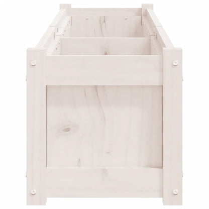 Jardinera De Madera Maciza De Pino Blanca 150x31x31 Cm_5