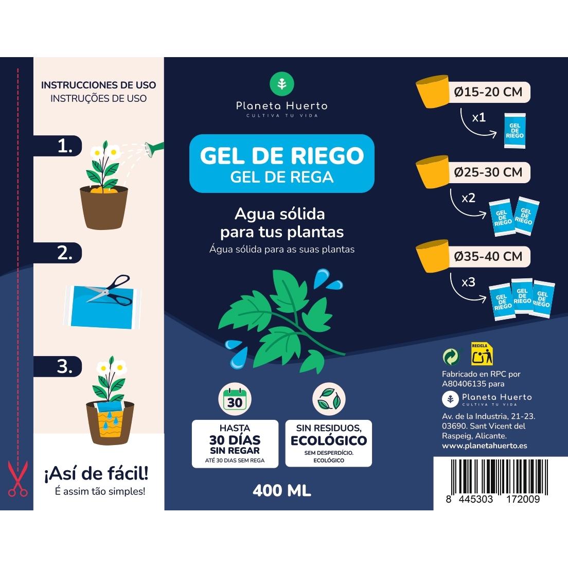 Embalagem de 4 Gel de Irrigação Planeta Huerto 400 ml
