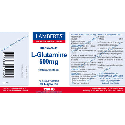 L-Glutamina 500 mg, 90 cápsulas