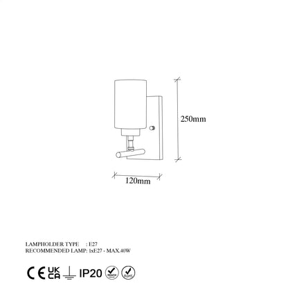 Aplique De Pared, Metal , Negro, 12x17x25, Casquillo E27 Max 40 W_1