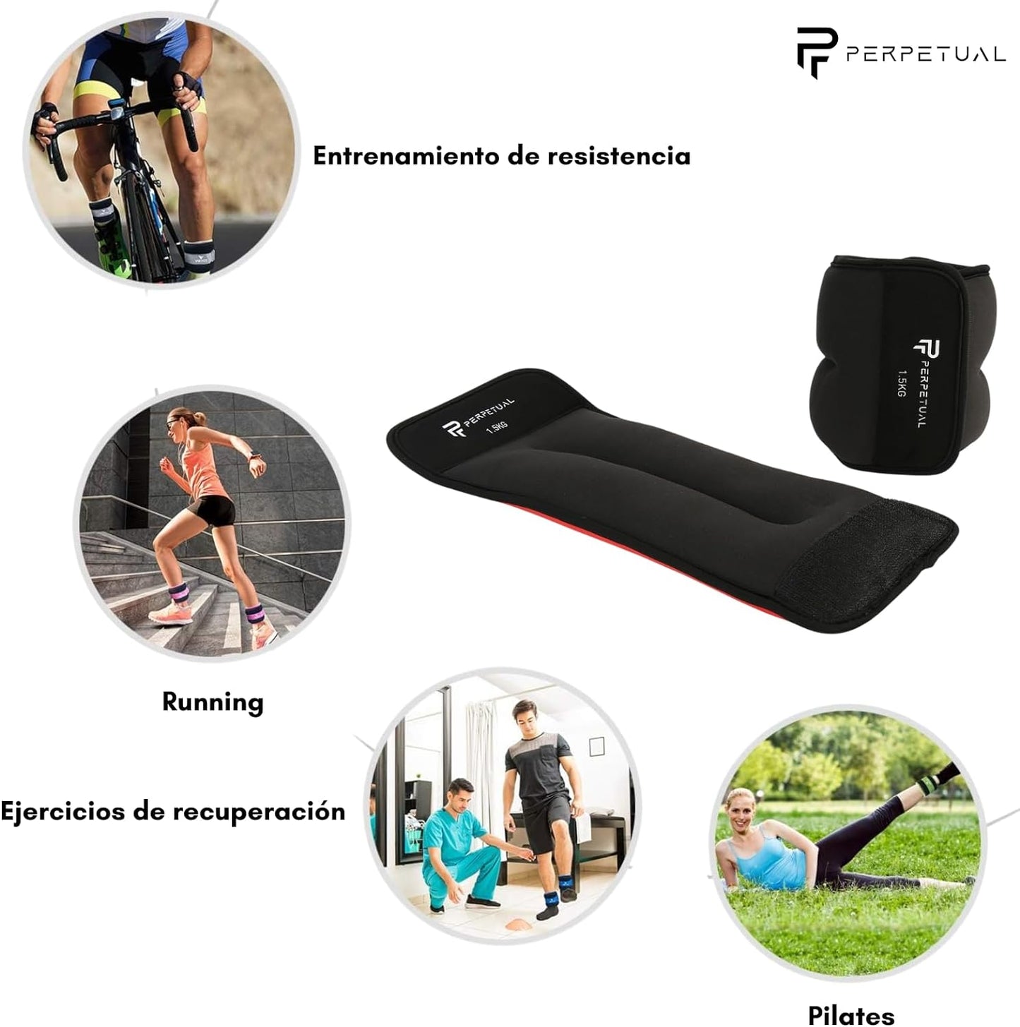 Pesas Ajustables Perpetual Para Tobillos Y Muñecas - 2pc X 0.5kg - Tobilleras Y Muñequeras Lastradas Con Peso_4