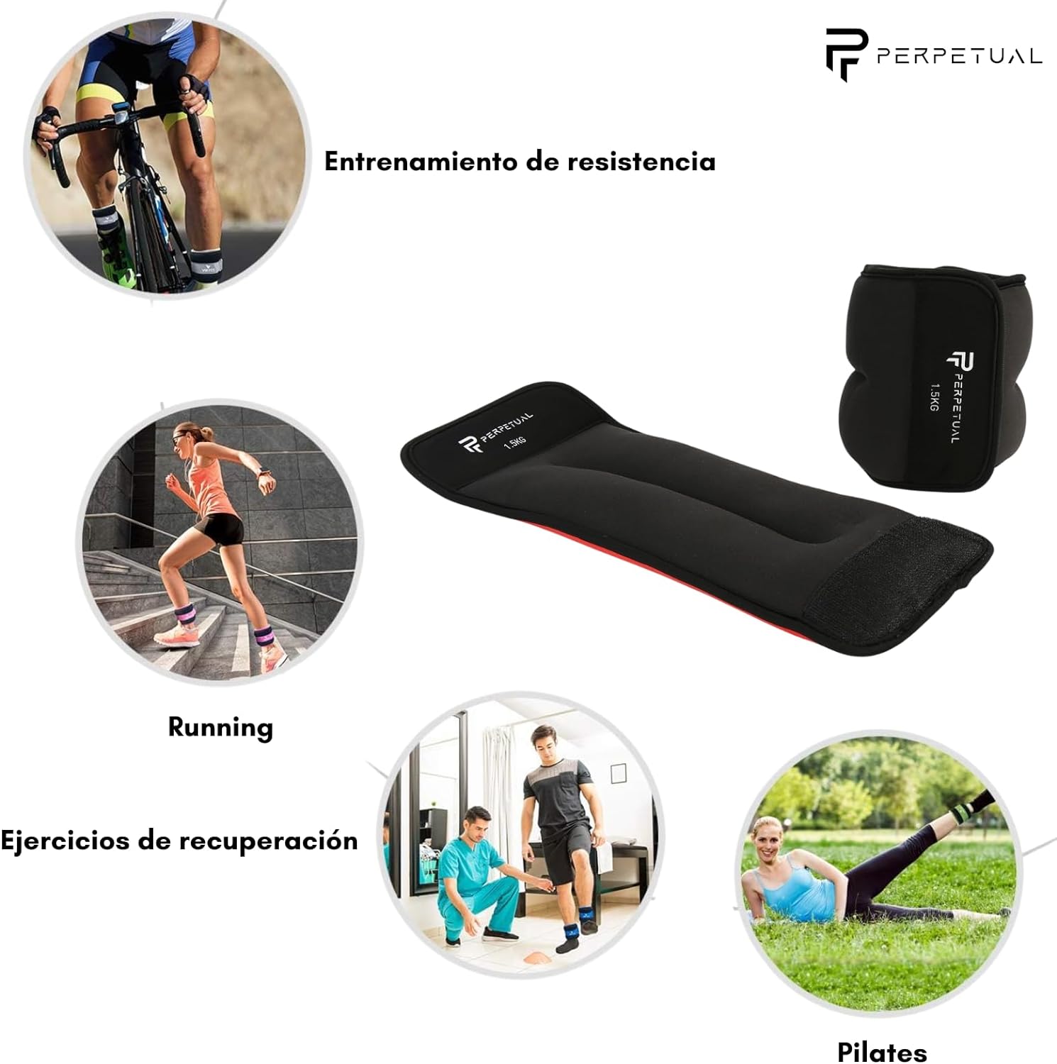Pesas Ajustables Perpetual Para Tobillos Y Muñecas - 2pc X 0.5kg - Tobilleras Y Muñequeras Lastradas Con Peso_4