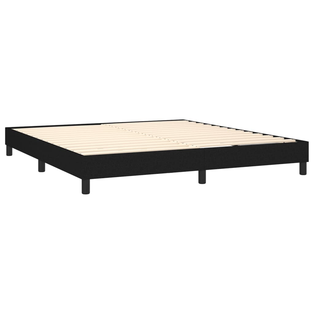 Cama Box Spring Colchón Y Luces Led Tela Negro 180x200 Cm / Vetonek_3