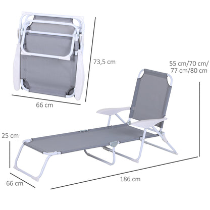 Outsunny Conjunto De 2 Tumbonas Plegables Con Respaldo 186x66x80 Cm Gris_2