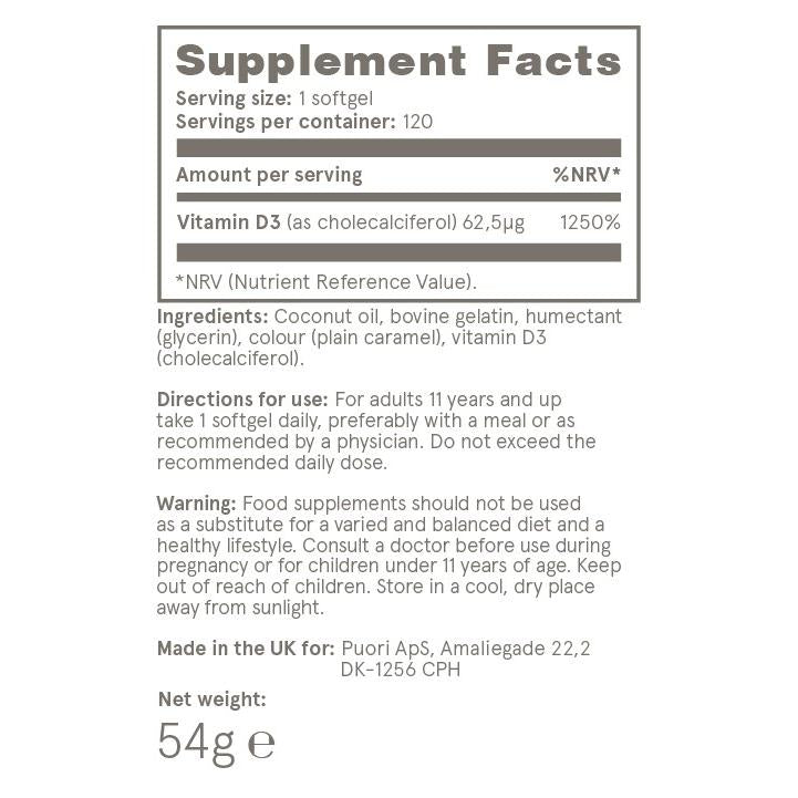 Puori Vitamina D 120 cápsulas