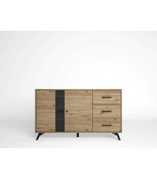 Mueble Aparador Natur 2 Puertas 3 Cajones Acabado Natural/bocamina, 136.3cm(ancho) 81cm(al_0