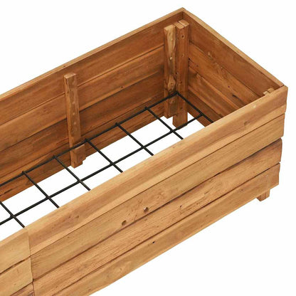 Arriate Elevado Madera De Teca Reciclada Y Acero 150x40x38 Cm_4