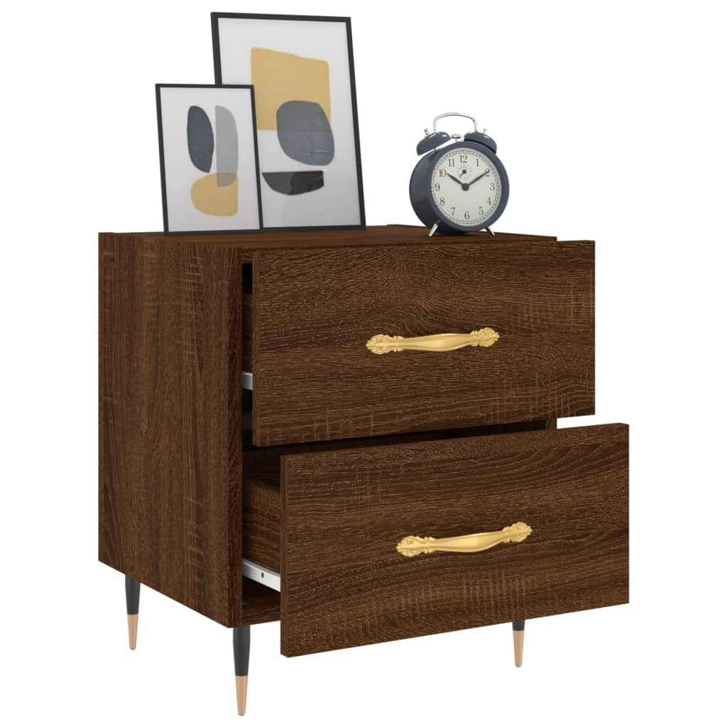 Mesita Noche 2 Uds Madera Ingeniería Marrón Roble 40x35x47,5 Cm_2