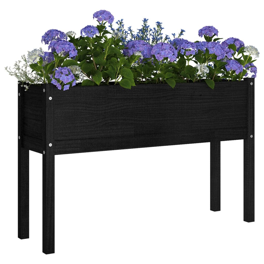 Vidaxl Jardineras 2 Uds Madera Maciza De Pino Negro 110x31x70 Cm_4