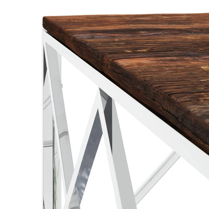 Mesa De Centro Acero Inoxidable Y Madera Maciza Reciclada_3