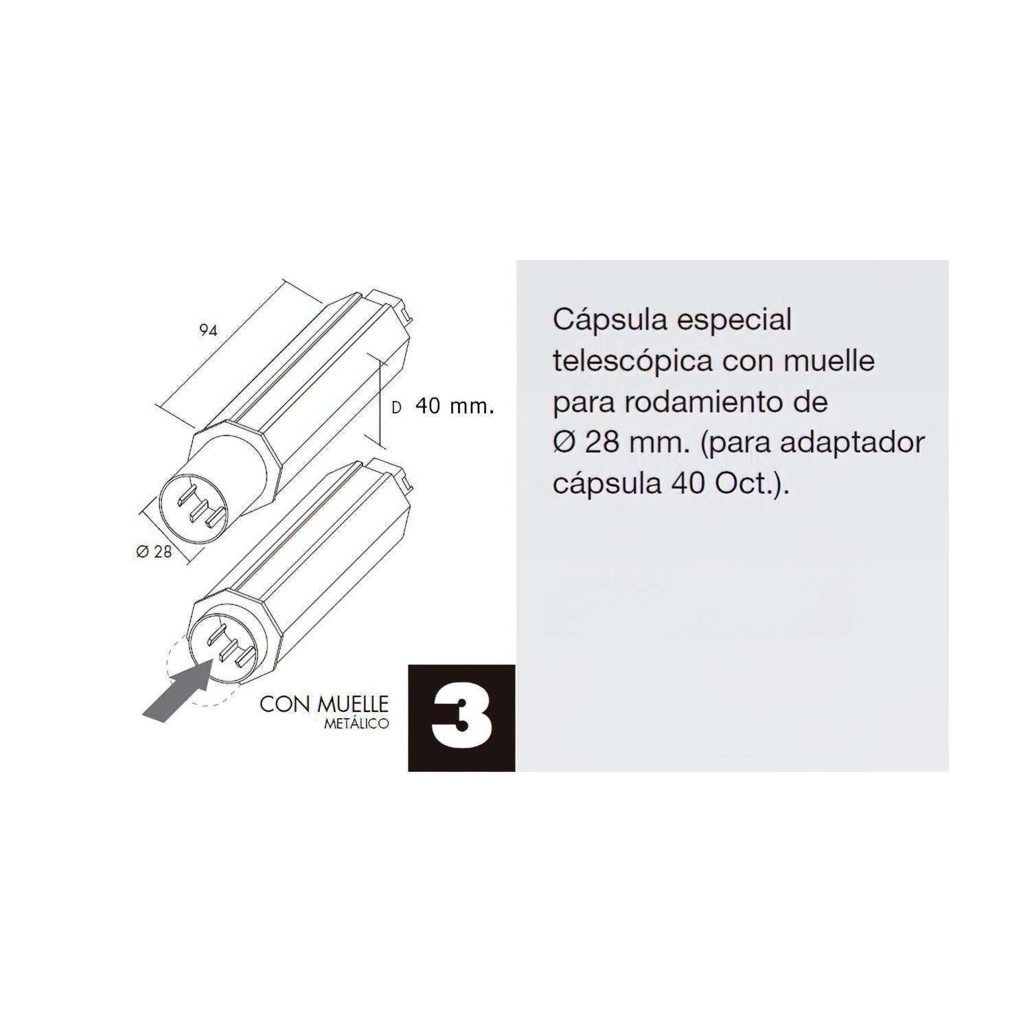 Capsula Persiana Telescopica Sin Espiga Para Eje 40 Mm.