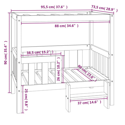 Vidaxl Cama Para Perros Madera Maciza De Pino Negro 95,5x73,5x90 Cm_2