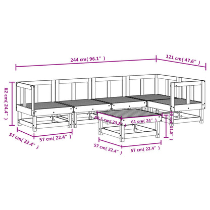 Vidaxl Juego Muebles De Jardín 6 Piezas Madera Maciza Pino Marrón Miel_2