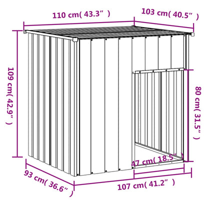 Caseta Para Perro Con Techo, Gris Claro, 110 X 103 X 109 Cm, Acero Galvanizado_4
