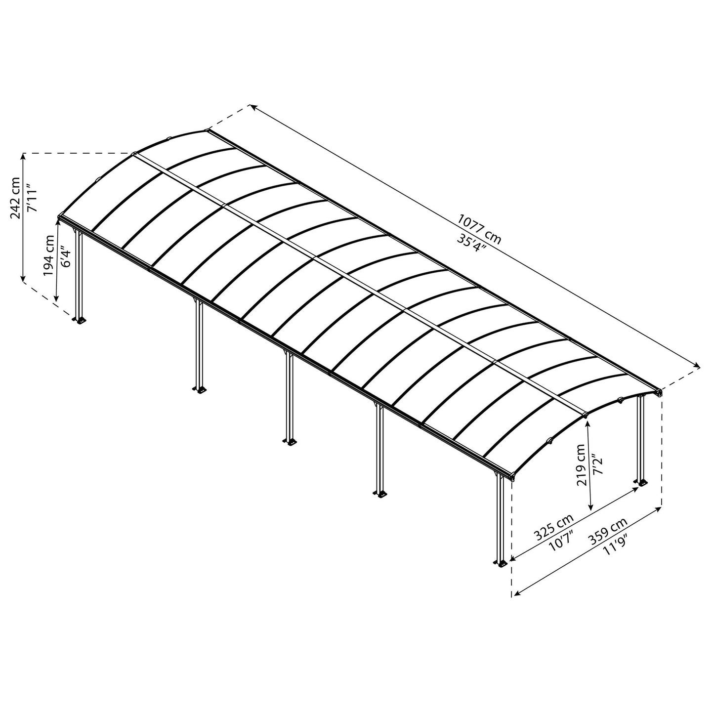 Garagem Arcadia Carport 1077x360 cm 