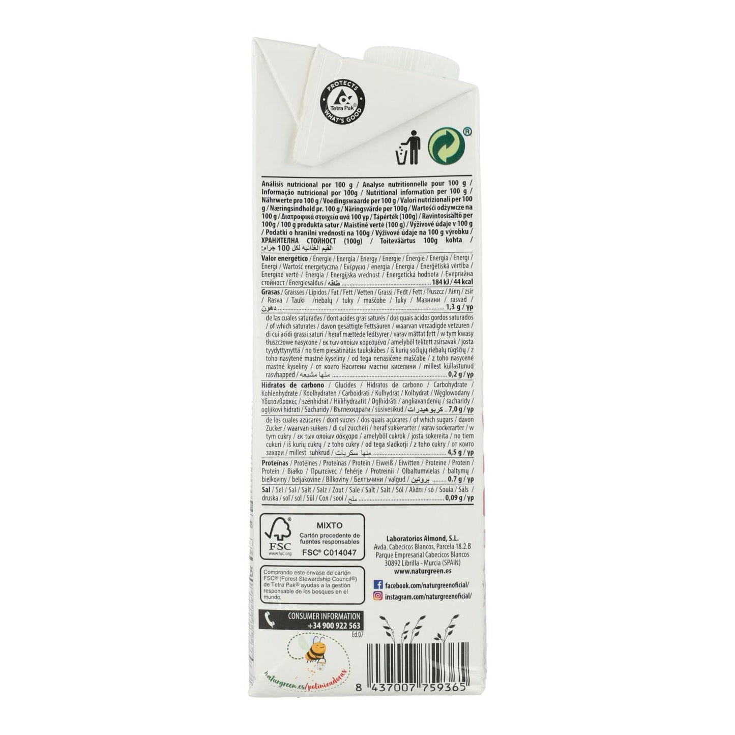 Bebida de Aveia Sem Açúcar NaturGreen 1 L