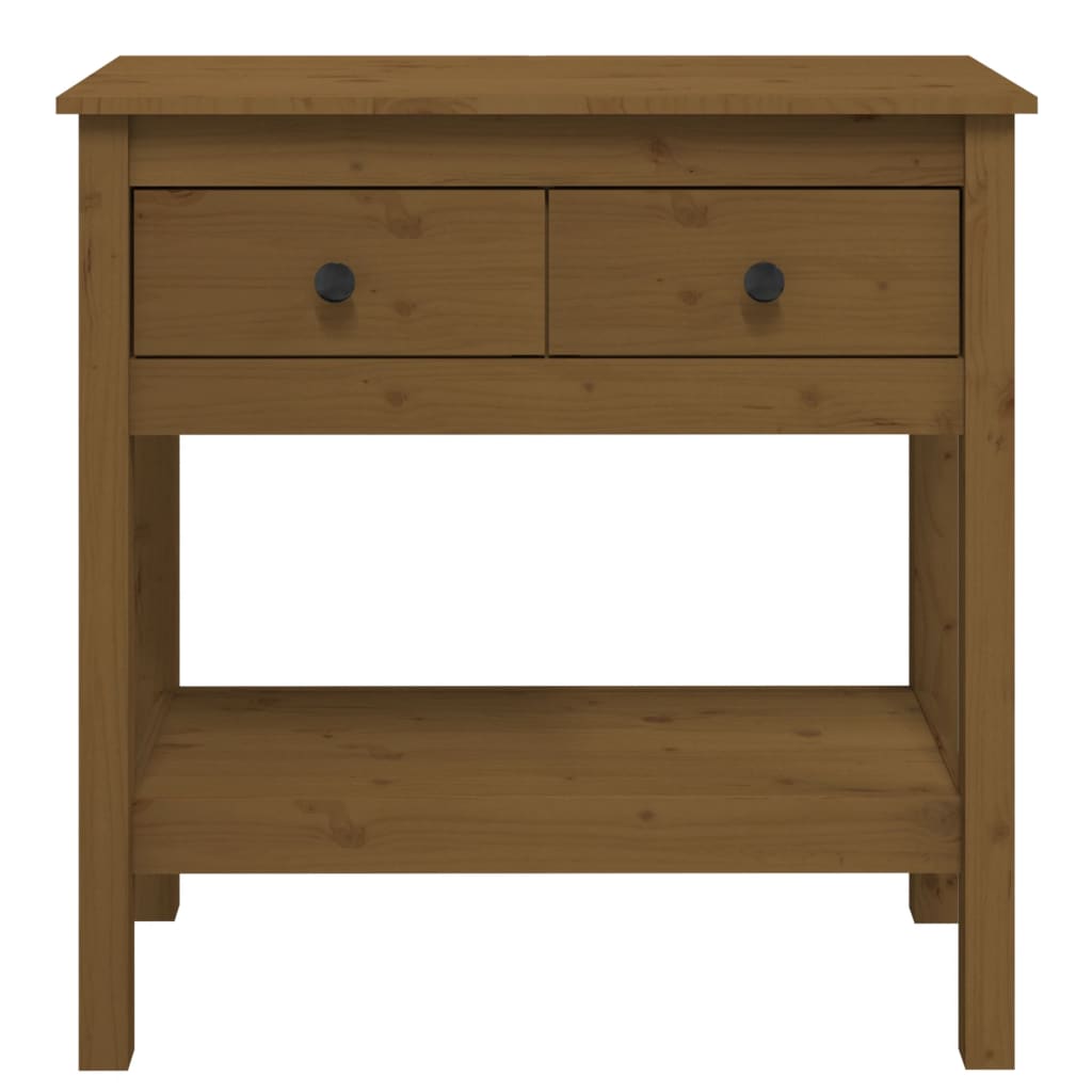Mesa Consola De Madera Maciza De Pino Marrón Miel 75x35x75 Cm_4
