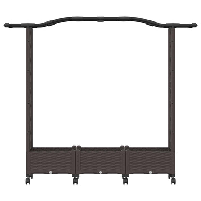 Cama Elevada Con Enrejado Y Ruedas Marrón 169 X 40 X 129 Cm Pp_3