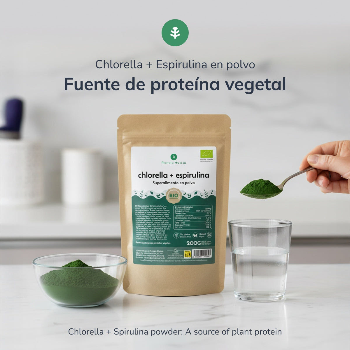 Clorela + Spirulina em pó Planeta Huerto 200 g