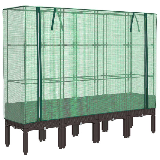 Arriate Con Cubierta Invernadero Aspecto Ratán 160x40x140 Cm_0