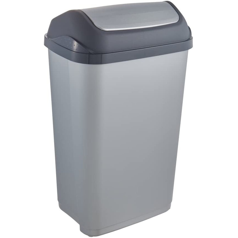 Cubo De Basura Con Tapa Basculante, 50 L, Swantje, Plateado_1