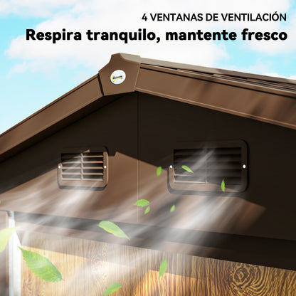 Outsunny Caseta De Jardín Exterior 3 M² 235,7x152x208,7 Cm Natural Y Café_3